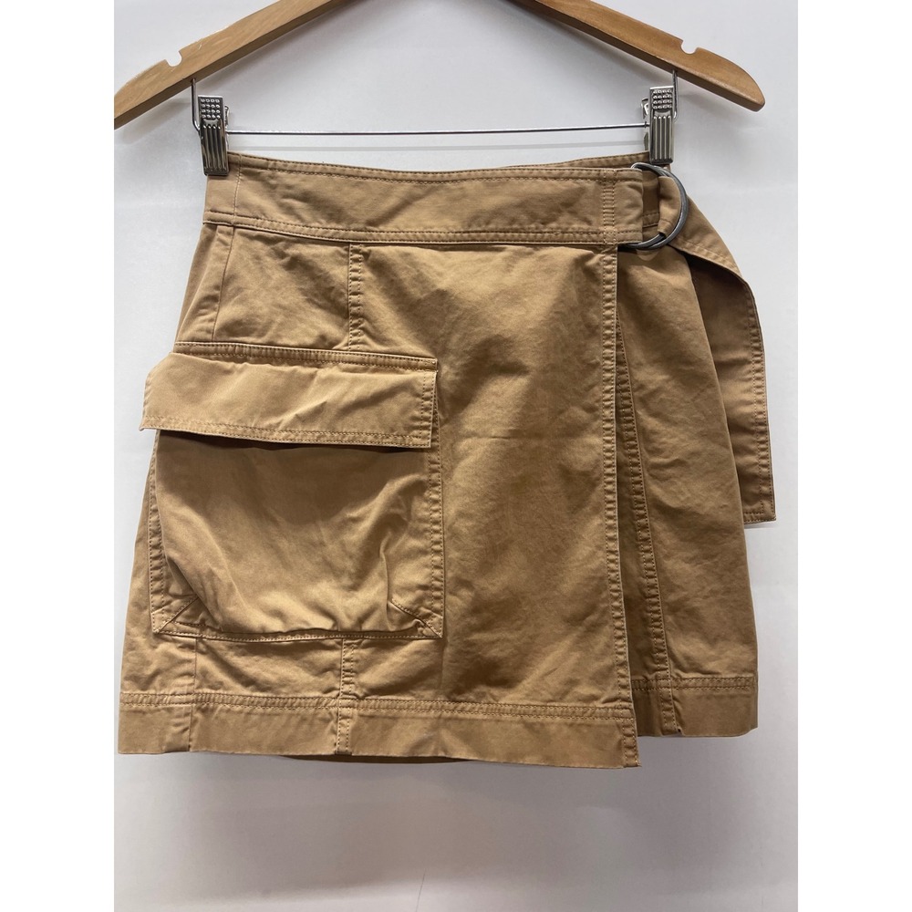 Banana Republic Womens Khaki Tan Cargo Wrap Mini Skirt D-Ring XS Utility Twill